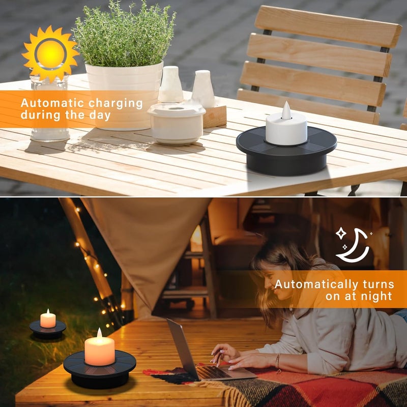 UUFFOO Solar Floating Pool Candle Lights, 3-Pack Solar-Powered Small Floating Candles Outdoor Tealights for Ponds, Spas, Patio, Backyard, Hot Tub, Garden Parties - Image 2